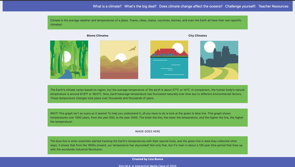 Image of the first version of the home screen of "Georgie Explains Climate Change".