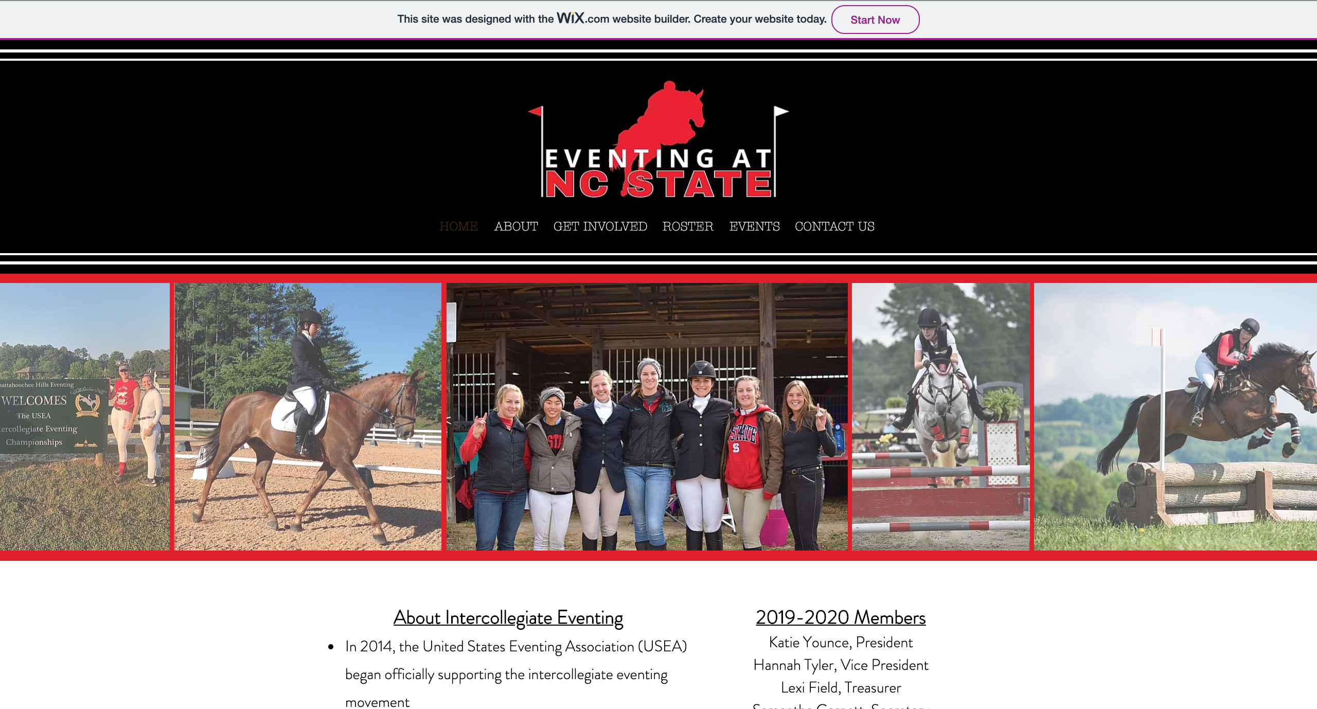 Screenshot of the Eventing at NC State home page